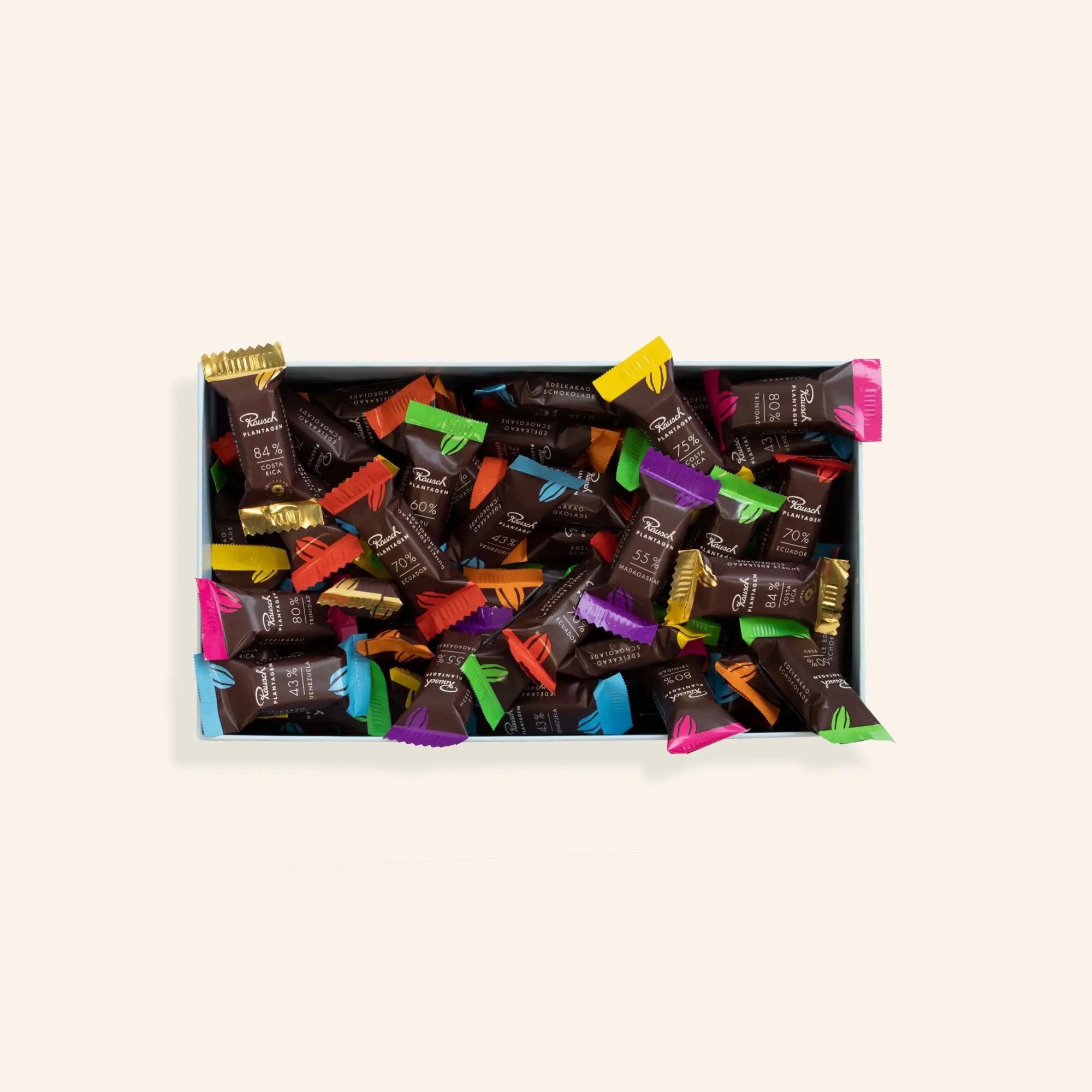 Bunte Mischung Rausch Minis in einer Schachtel.