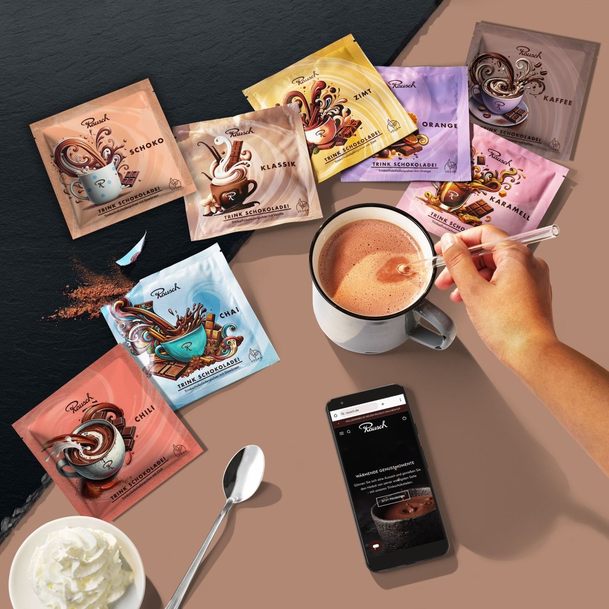 Acht Sorten Rausch Trinkschokolade - Moodbild klassik