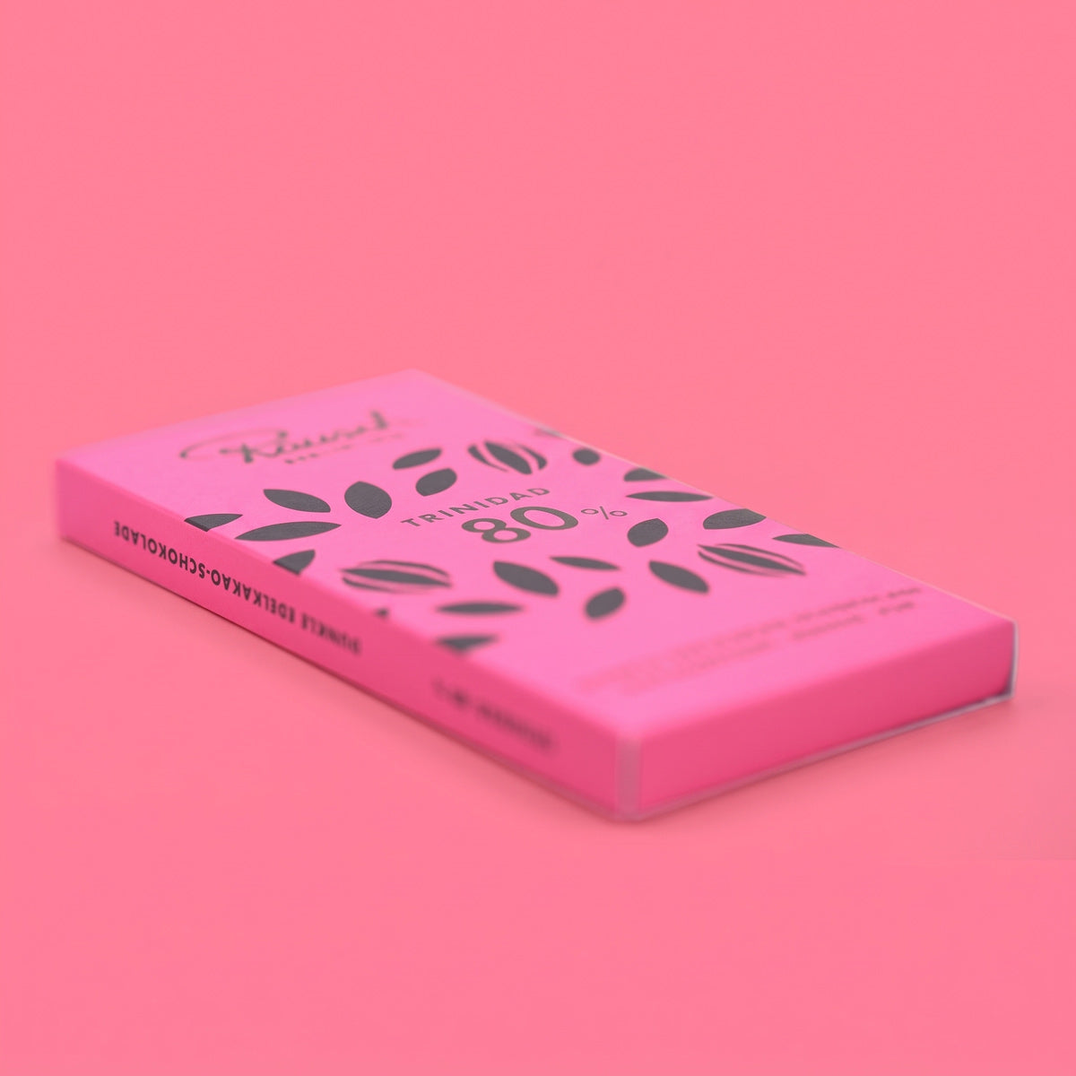Rosa Schokoladentafel mit handwerklichem Design und 80% Kakaoanteil. - Rausch